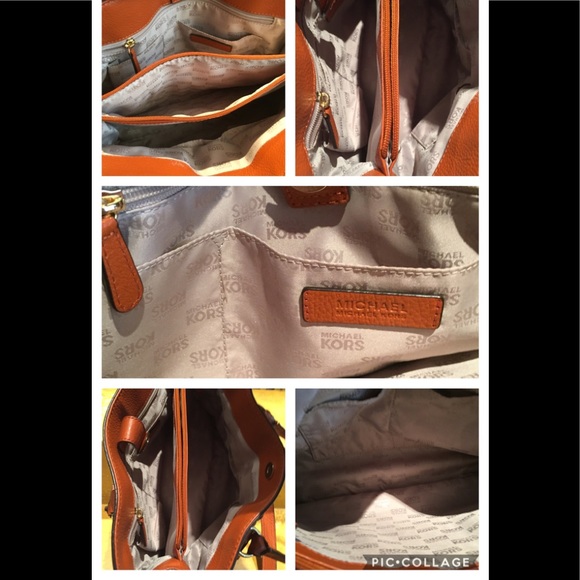 Michael Kors Tangerine Leather Hamilton Handbag - Picture 5 of 8